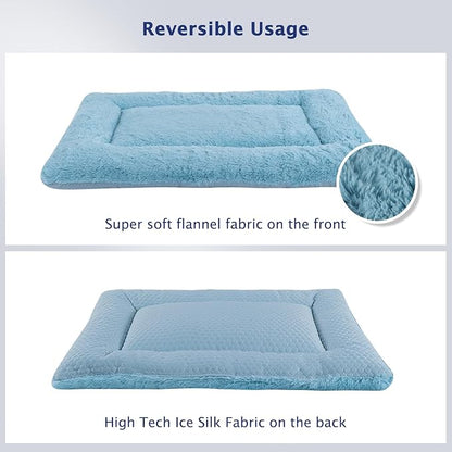 Dog Bed Mat, Crate Pad Reversible,Soft Kennel Pad, Washable Dog Crate Mat (Cool and Warm),Pet Sleeping Mattress for Small Medium Dogs XB009 (36''x23'',Blue)