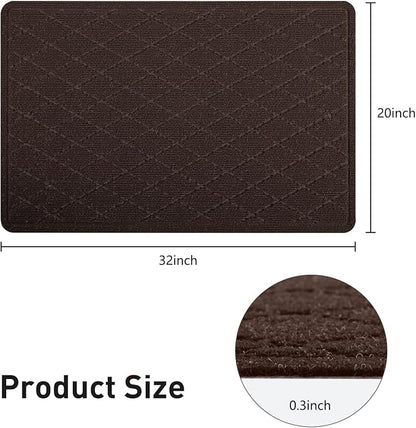 Non Slip Stair Treads Landing Rug for Wooden Steps Indoor, 20"X32" Landing Slip Resistant Stair Rugs for Kids and Dogs, Polyester Stair Landing Mat,Brown