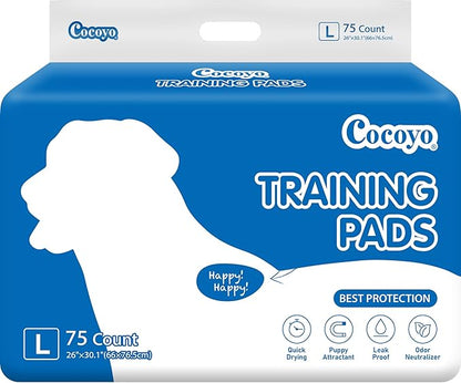 COCOYO Dog Training Pads Large Size丨Eliminating Urine Odor Puppy Pads 丨 Premium Dog Pee Pads Value Pack (30 Count, L 26x30 inch)