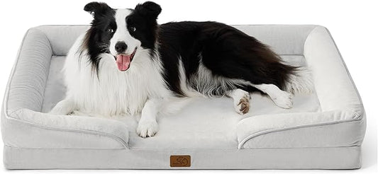 Bedsure Orthopedic Dog Beds Large Sized Dog - Washable Large Dog Cat Bed Waterproof, Comfort Dogs Couch Sofa with Washable Removable Cover, Pet Bed with Nonskid Bottom, Light Grey, 35"