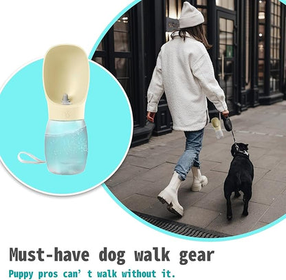 Portable Dog Water Bottle, 12 oz, Leak-Proof Travel Pet Dispenser, Teal,Puppy Water Dispenser with Drinking Feeder for Travel