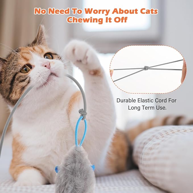 Rechargeable Electric Cat Teaser – Interactive Door Clip Teaser for Cats, 2 Motion Modes (360° Spin & Irregular Jumping), Smart Auto Cat Toy for Exercise & Fun (Grey)