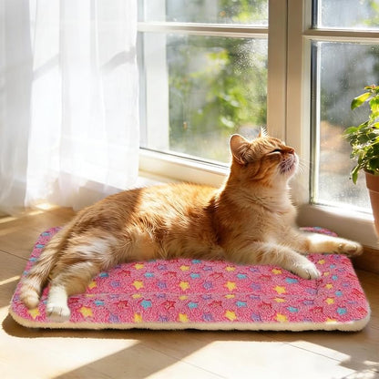 Mora Pets Cat Bed Dog Crate Pad Ultra Soft Pet Bed with Cute Star Print Washable Reversible for Small Dogs 14 x 17.5 inch 2 Pack Pink and Dark Blue