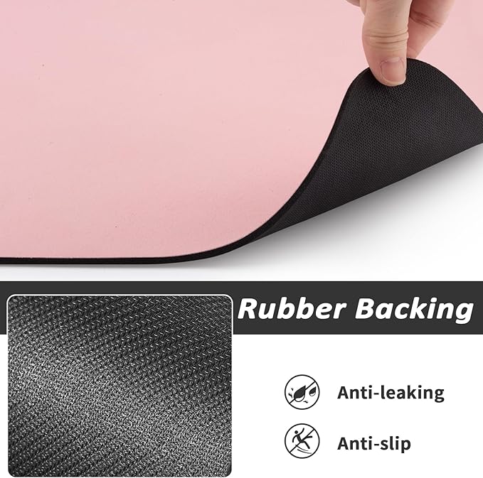Dog Food Mat - Absorbent Cat Mat for Food and Water, No Stains Pet Feeding Bowl Mat, Easy to Clean Pet Placemats, Quick Dry Dog Water Dispenser Mat for Messy Drinkers | Pink 16"x 24"