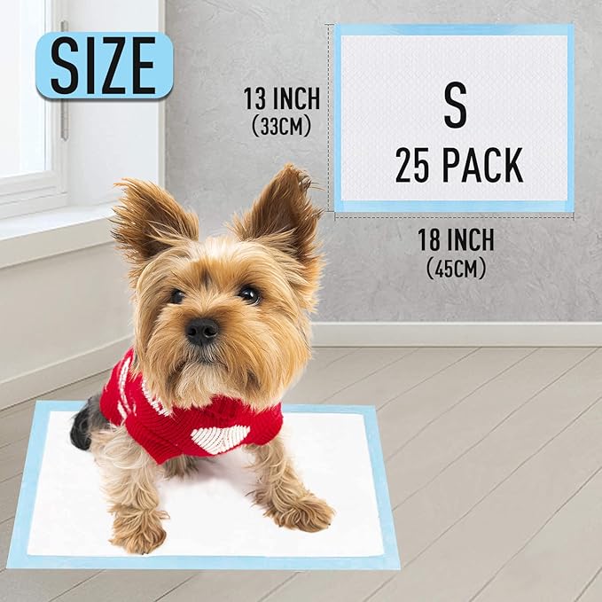 Dog Training Pads, Leak-Proof 6-Layer Puppy Potty Pads with Quick-Dry Surface - Small Size 13x18 Inch