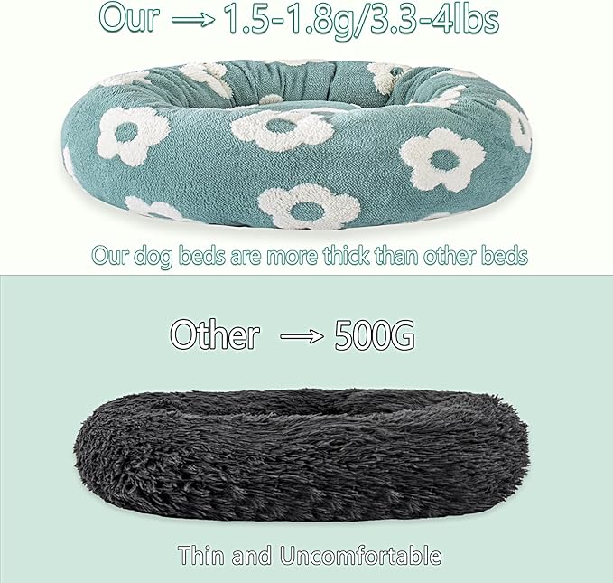 31 Inch Calming Dog Bed for Medium Dogs, Round Anti-Anxiety Warm Bed, Soft Cozy Anti-Slip Donut Washable Pet Bed, Fits up to 50 lbs Pets