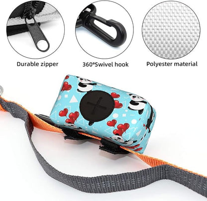 Dog Poop Bag Holder for Leashes - Lightweight Pet Waste Bags Dispenser Doggy Zippered Pouch for Puppy Walking Accessories(Panda)