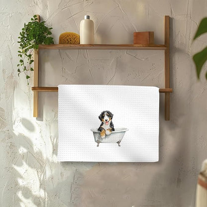 Funny Bernedoodle Dog Hand Towels Set of 2, Gifts for Bernedoodle Dog Owners Lovers, Cute Puppy Pet Decor for Bathroom, Funny Pet Lovers Gifts Toilet Hand Towels for Bathroom Washroom,16x24In
