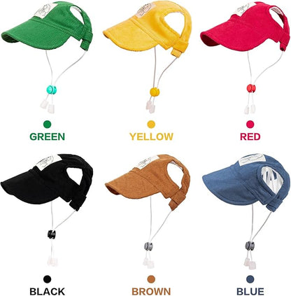 Pet Dog Baseball Cap, Cat Hat, Cat Dog Sun Cap with Ear Holes, Adjustable Puppy Outdoor Sun Hat (Yellow, Large)