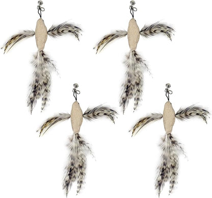 TTcat Cat Feather Toys, 4 Pcs Simulation Flying Birds Refills, Cat Toys Replacement Feathers for Cat Kitten Wand.