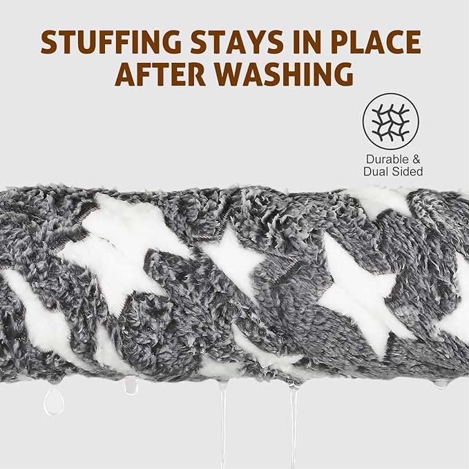 Mora Pets Cat Bed Dog Crate Pad Ultra Soft Pet Bed with Cute Star Print Washable Reversible for Small Dogs 14 x 17.5 inch 2 Pack Grey