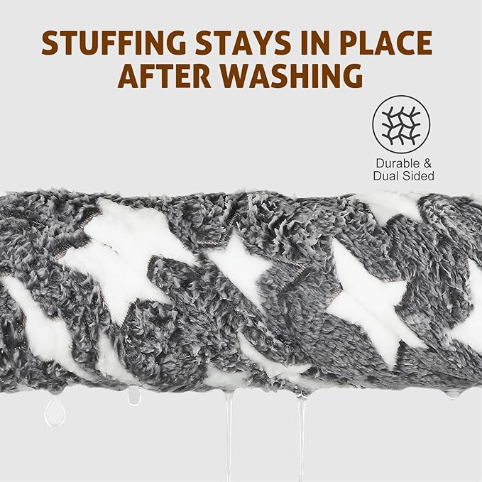 Mora Pets Dog Bed Crate Pad Ultra Soft Pet Bed with Cute Star Print Washable Reversible for Large Medium Small Dogs 21 x 12 inch 2 Pack Grey