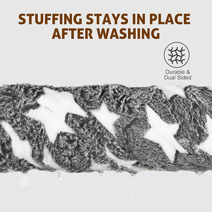 Mora Pets Cat Bed Dog Crate Pad Ultra Soft Pet Bed with Cute Star Print Washable Crate Mat for Small Dogs and Indoor Cats Reversible Fleece Dog Kennel Pad Cat Carrier Mat 14 x 17.5 inch Grey