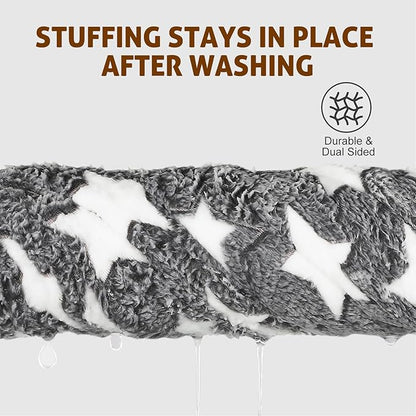 Mora Pets Dog Bed Crate Pad Ultra Soft Pet Bed with Cute Star Print Washable Reversible for Large Medium Small Dogs 23 x 18 inch 2 Pack Grey