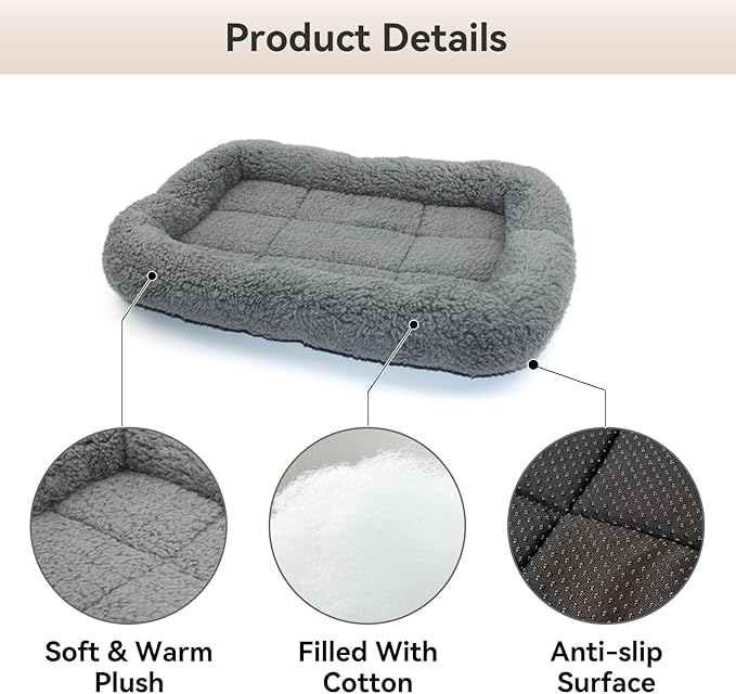 PETLESO Small Cat Bed Mat Plush Pet Cushion, 15" x 10" Cat Pad with Pillow Around for Indoor Pets, Puppy Curl Sleep Self Warming Mat for Crate Carrier/Outdoor Pet Houses, Non-Slip Bottom, Small