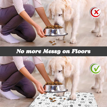 Dog Food Mats,Cat Absorbent Water Bowl Feeding Mats Pet Placemats for Food and Water Spot 12 * 20 inch