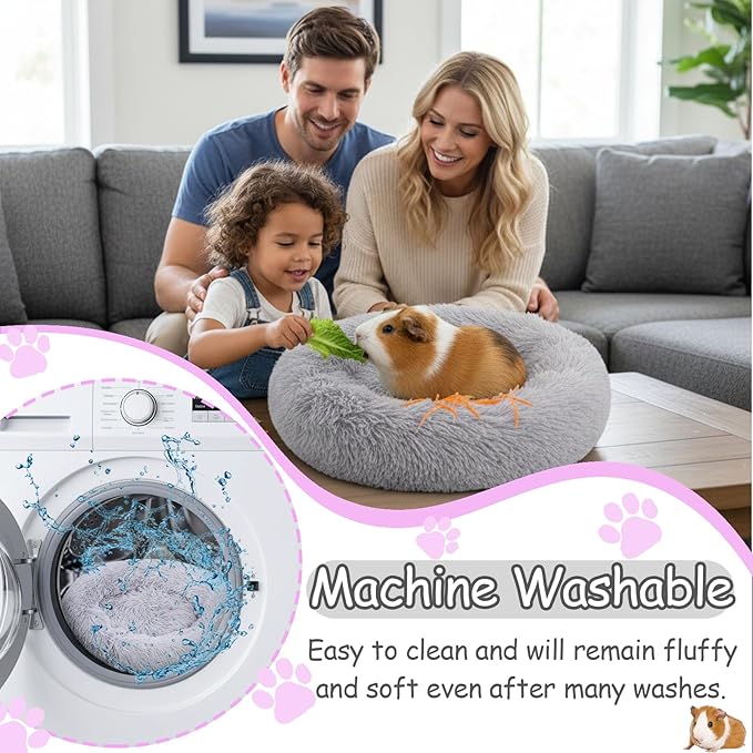 Bunny Bed Rabbit Hideout Soft & Comfortable Small Animal Bedding Thickened and Warm Winter Guinea Pig Beds for Dwarf Rabbits Chinchillas Hamsters Hedgehogs Ferrets Light Grey