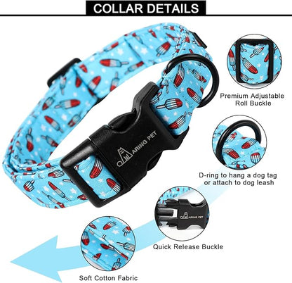 ARING PET Summer Dog Collar, Cute Blue Ice Pop Pet Collars with Quick Release Buckle for Puppy Small Medium Large Boy Girl Dogs-XS