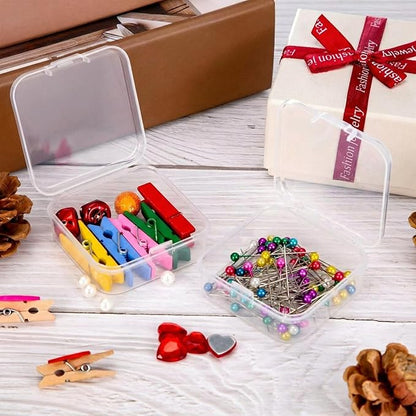 SATINIOR 24 Packs Small Clear Plastic Beads Storage Containers Box with Hinged Lid for Storage of Small Items, Crafts, Jewelry, Hardware(2.9 x 2.9 x 1 Inches)