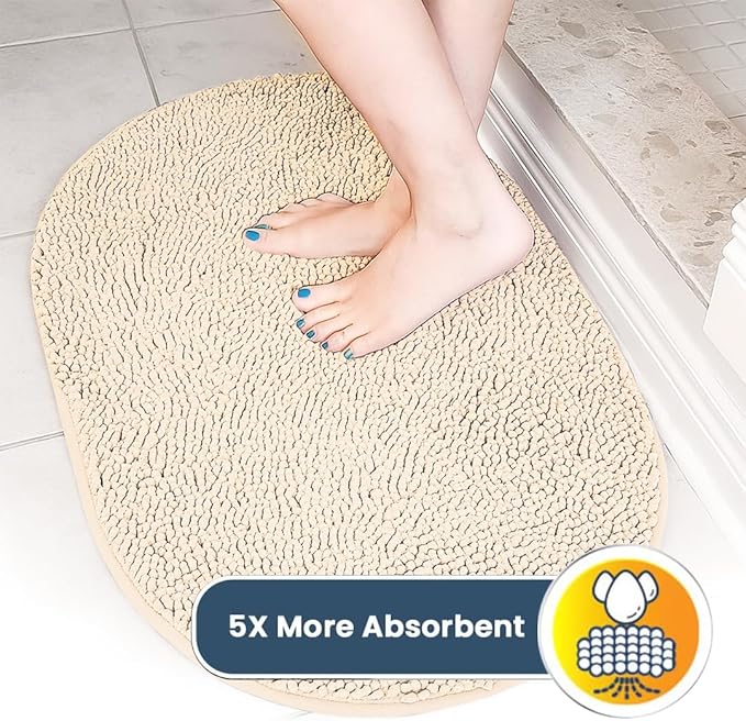 Muddy Mat® Shown on TV – Super Absorbent Microfiber Dog Door Mat for Muddy Paws, Non-Slip Washable Pet Rug, Quick Dry Chenille Entryway Carpet,Machine Washable Indoor Outdoor Mat, Beige Oval 3ft x 5ft