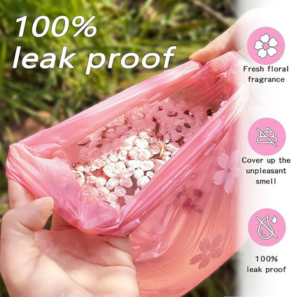Cherry Blossom Scented Dog Poop Bags - 630 counts Pink Pet Waste Bags with Dispensers, Extra Large 13x9 Inch Leak-Proof Fragrance Bags for Dogs Walking and Cat Litter