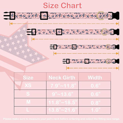 Faygarsle Cotton Dogs Collar Cute 4th of July Independence Day Dog Collars Pink Blue American Flag Star Patterns Dog Collarfor Girl Female Boy Male Small Medium Large Dogs M