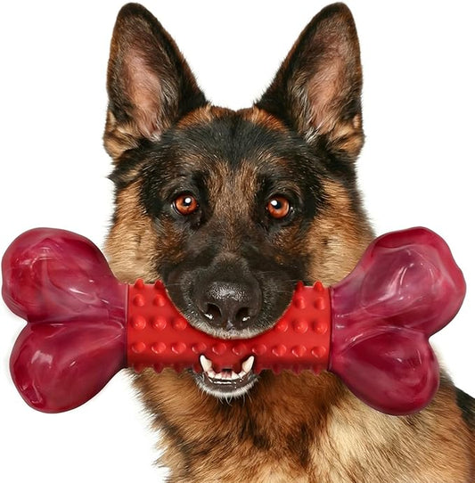 Apasiri Tough Dog Toys for Aggressive Chewers Beef Flavor: 8" Dog Chew Bone for Large Breed, Nylon & Rubber Chew Toy for Medium Large Dogs