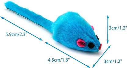 CHIWAVA 60PCS 4.1'' Furry Cat Toy Mice Rattle Small Mouse Kitten Interactive Play Assorted Color