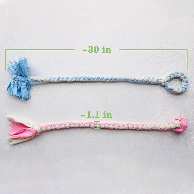 Baba&Nana Valentine's Day Gift Braided Fleece Dog Tug Toy - Heart Design in Romantic Red and Pink Colors Dog Tug Rope, Interactive Tug of War Toy for Agility Dogs (Red-Valentine's Style)