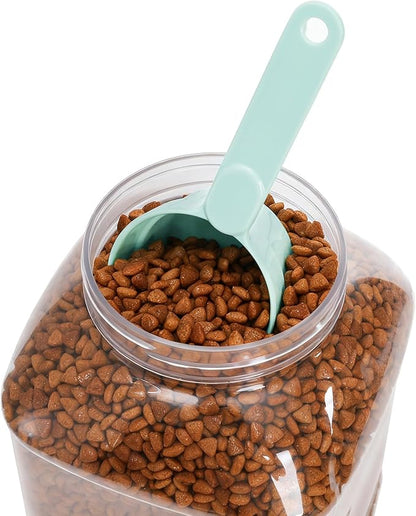 DEAYOU 4 Pack Dog Food Scoop 1/2 Cup, Melamine Pet Food Measuring Cup with Long Handle, Food-Grade Half Cup Feeding Scoop for Cat, Bird, Rabbit, Dishwasher Safe, Plastic Spoon for Dog Food Storage