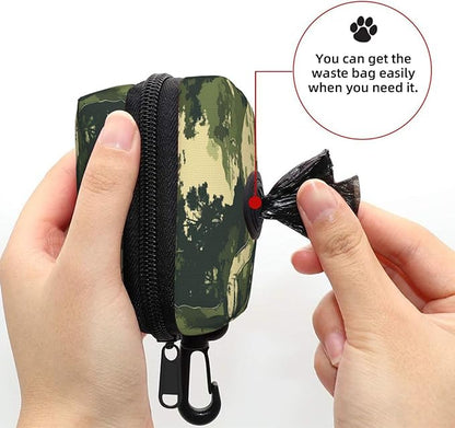 Dog Poop Bag Holder for Leashes - Lightweight Pet Waste Bags Dispenser Doggy Zippered Pouch for Puppy Walking Accessories(Dinosaur Camouflage)
