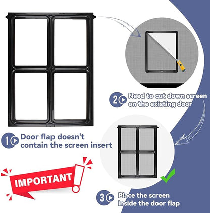 Namsan Pet Screen Door, Dog Door for Sliding Screen Door, 12x16 Inches Doggy Door for Screen Door, Magnetic Close Dog Door Window Porch, Large, Black