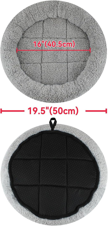 PETLESO Cat Bed Mat 19.5" Round Pad with Pillow Around, Warm Plush Cushion for Small to Medium Dogs Cats Sleep/Nap, Neck Protection Mattress, Non-Slip Washable, Large