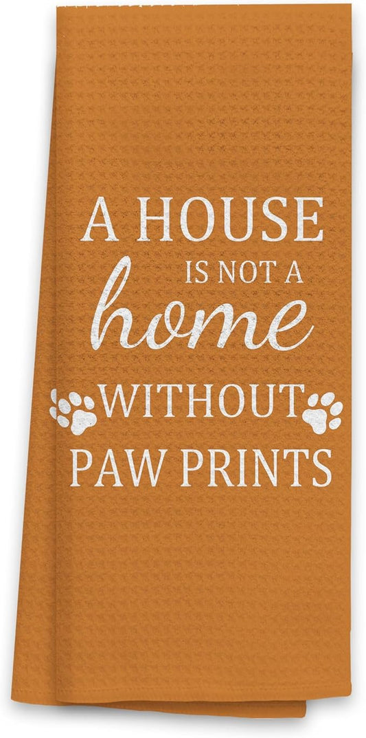 TNUW Dog Kitchen Towels, 16"24", Soft & Absorbent Paw Print Tea Towels, Gifts for Dog Lovers (Red)