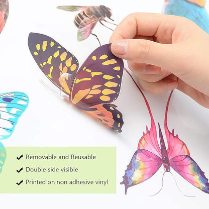 32 Pieces Extra Large Hummingbird Butterfly Window Clings, Anti-Collision Window Decoration Decals, Static Stickers Decor for Glass Windows and Doors - Non-Adhesive Vinyl Cling to Alert Birds