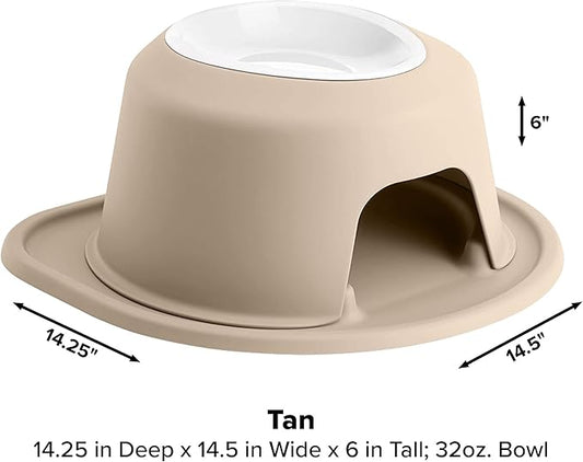WeatherTech Single High Pet Feeding System w/Plastic Dog/Cat Bowls - 6" High Stand Tan (PSH3206TNTN)