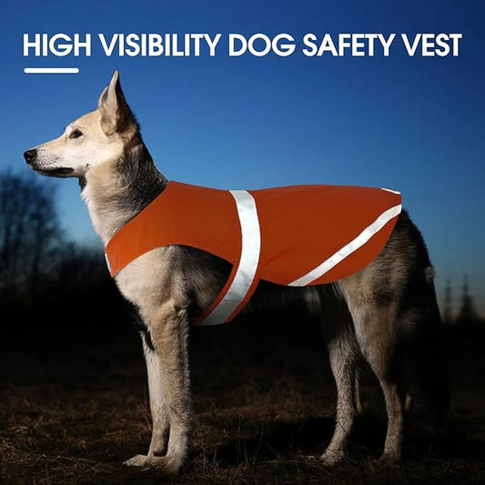 Kuoser Reflective Dog Vest, High Visibility Safety Vest for Medium to Large Dogs, Lightweight Pet Reflective Vests for Hunting Outdoor Activities Walking at Night, Blaze Orange XL