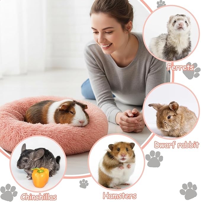Bunny Bed Rabbit Hideout Large Soft & Comfortable Small Animal Bedding Cozy Bed Mat Warm Hideaway Cage Accessories for Guinea Pig Dwarf Bunny Chinchillas Hamsters Hedgehogs Ferrets Pink