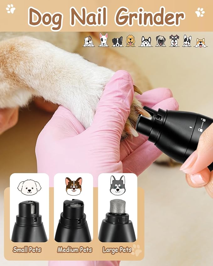 4 in 1 Dog Clippers, USB-C Rechargeable Dog Grooming Clipper Kit Nail Ginder with Two Speeds, Cordless Pet Cat Trimmer Shavers for Thick Hairs for Poodle, Small Pets