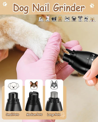 4 in 1 Dog Clippers, USB-C Rechargeable Dog Grooming Clipper Kit Nail Ginder with Two Speeds, Cordless Pet Cat Trimmer Shavers for Thick Hairs for Poodle, Small Pets
