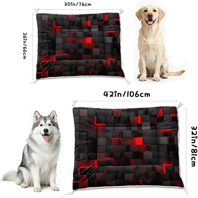 Dog Cat Bed Mat Ultra Soft Fluffy Pet Bed Washable Fashion Dog Crate Beds Comfy Comfy Pet Sleeping Pad Suitable for Pet Raised Bed(30"x26",Red Black)