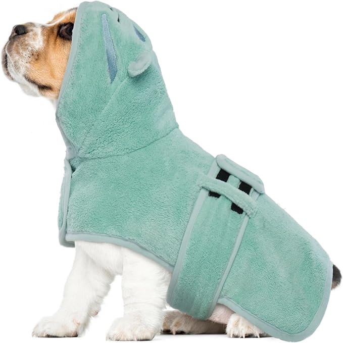 PetGroom Cozy Dog Robe, Microfibre Drying Coat, Super Absorbent, Magic Sticker & Belly Strap, Sizes S-M-L
