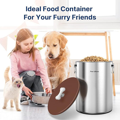 2PK 25 Lbs Stainless Steel Dog Food Storage Container with Airtight Lid & Ceramic Bone Handle, Large Metal Dog Food Bin for Dogs & Cats, Keep Fresh, Easy to Clean