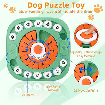 Dog Toys for Boredom and Stimulating, Mentally Stimulating Toys, Puzzle Large Dogs, Puzzles Smart Treat Dispensing Enrichment Dogs Green, Level 3-Green
