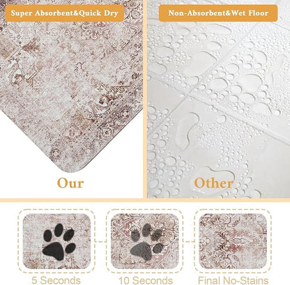 Dog Food Mat for Floors Waterproof Quick Dry Pet Placemat Cat Feeding Bowls Mats for Food and Water, Eco-Friendly Dog Accessories Diatomite Pets Supplies 12" X 20"