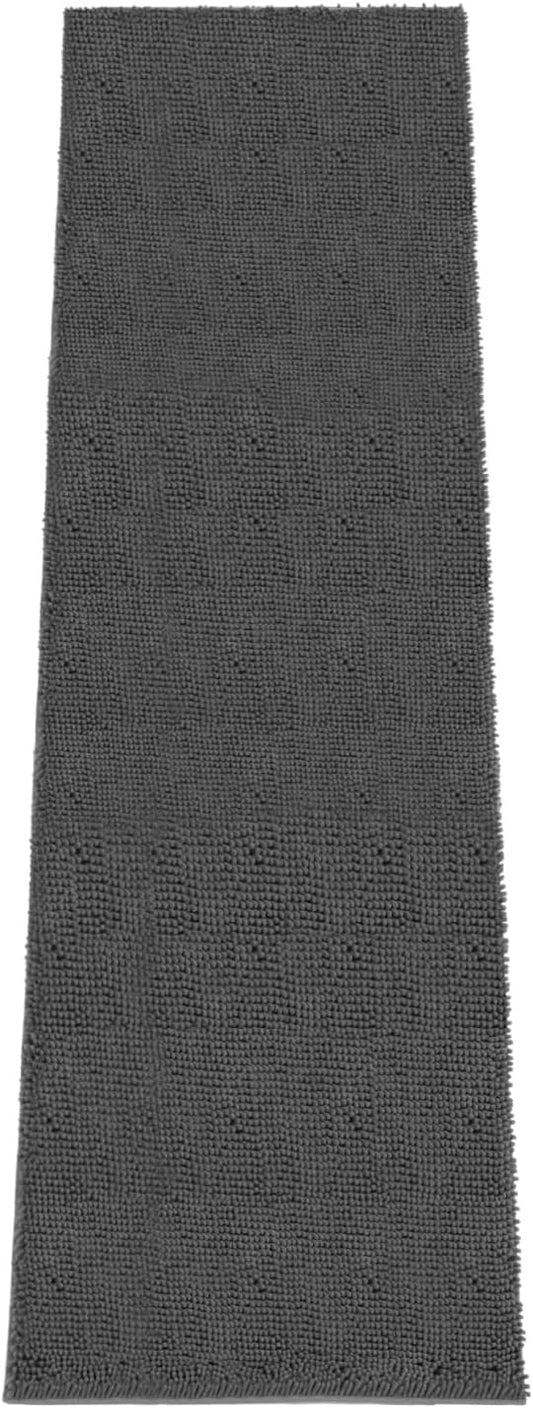 Absorbent Dog Door Mat for Muddy Paws, 120" x 36" Chenille Indoor Mats for Entryway, Trap Dirt Front Door Mat Indoor Entrance Washable Non Slip Soft Dark Grey