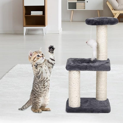 Small Cat Tree With Sisal Scratching Pole, Interactive Toys for Indoor Cats, Scratching Post, Easy Installation Tower for Small Cats