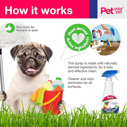 Dog Pee and Poop Remover 32 fl Oz. – All-in-One Pet Stain and Odor Remover with Plant-Derived Ingredients – Stain and Odor Removers for Upholstery, Carpets, Leather & Hard Floors