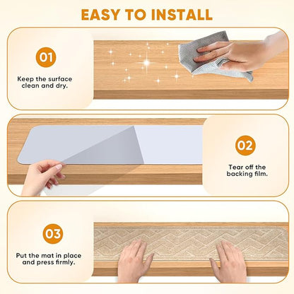 15 Pack 8 "X 30" Non Slip Stair Treads for Wooden Steps, Carpet Stair Treads Made of Polyester and Reusable Adhesive, Stair Runner Rugs for Kids, Elders and Dogs Pets (Beige)