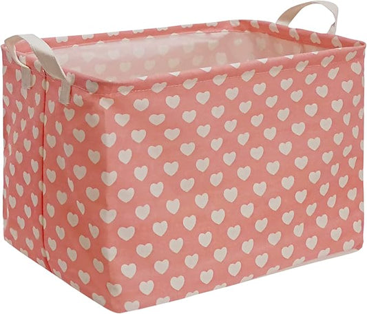 Girls Storage Basket Pink Valentine's Day Gifts Basket Waterproof Organizer Nursery Bins Toy Box for Organizing Home/Dorm/Kitchen/Pet/Office/Closet/Shelf/Room Decor